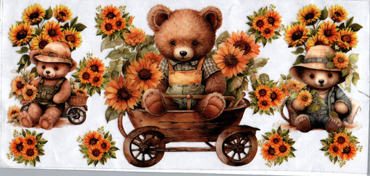 16oz Brown bear in wagon Kids