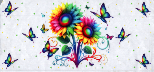 16oz Rainbow Butterflies Flowers 49