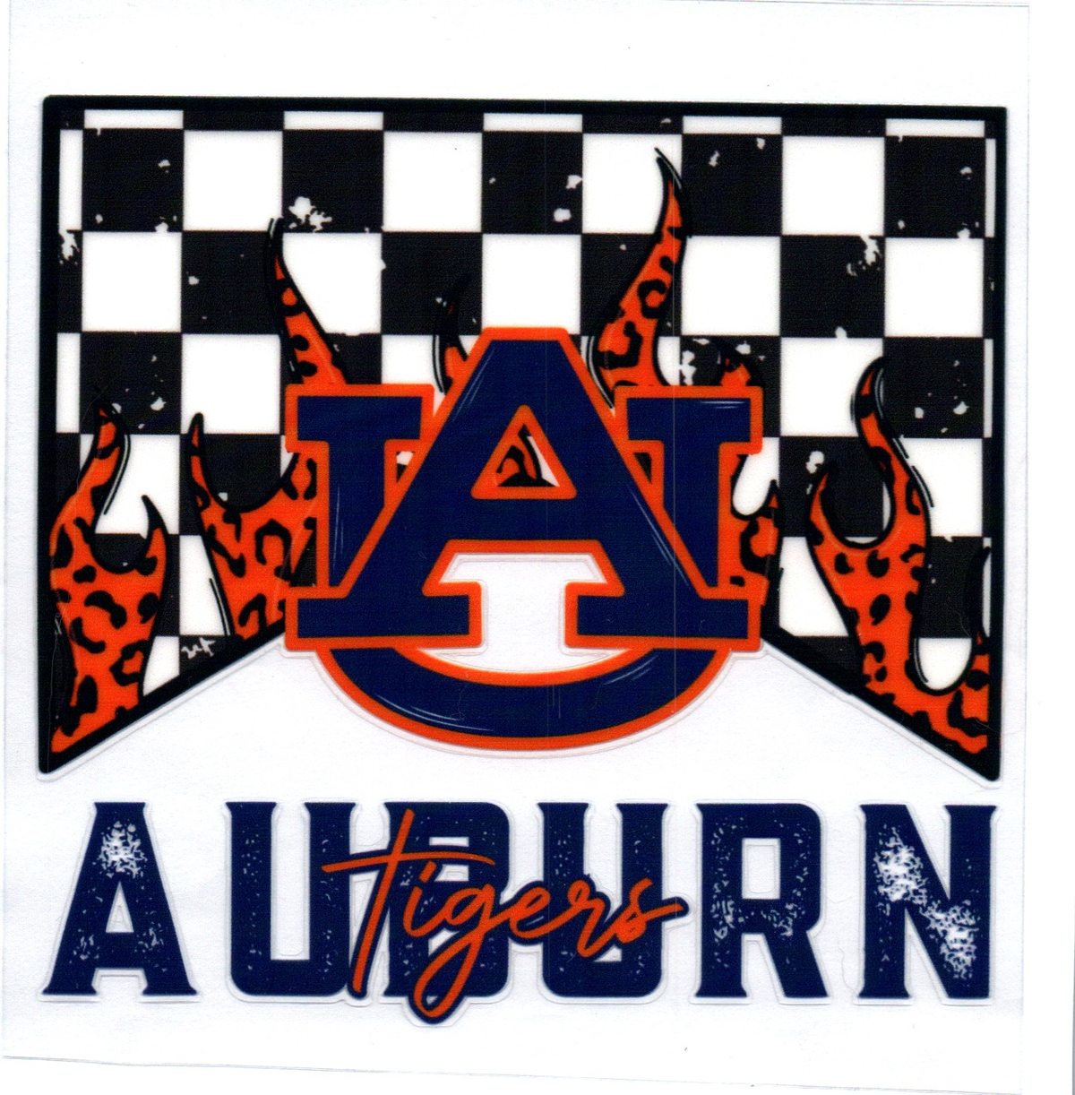 AU tigers checkered Single Decal football 49
