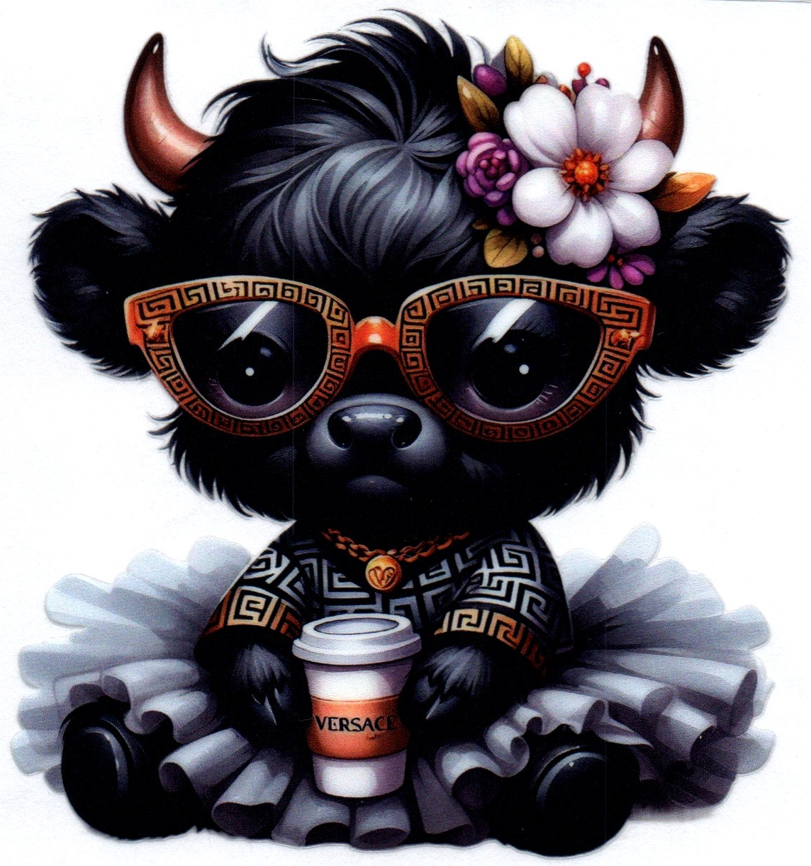 Black Designer Cow Misc. Single Decal 49
