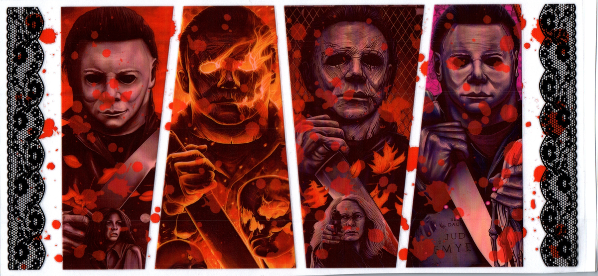 Mike with blood splash and black lace boards Horror 49