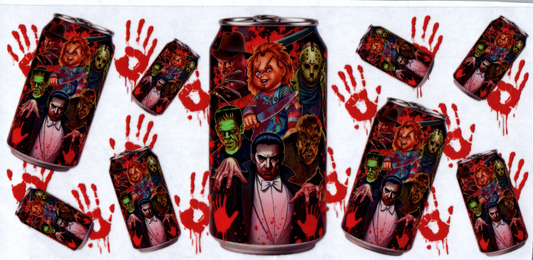 16 oz Chucky, Count, Frank, Wolf Man, Freddy, Jason on Can Horror 5
