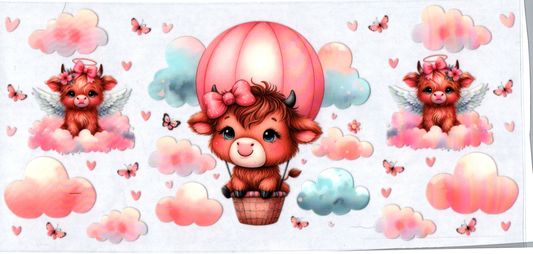 16 oz Hot air balloon and clouds with baby Cows 5