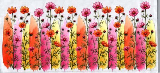 16oz Orange Pink Yellow Brush Stroke Flowers 50