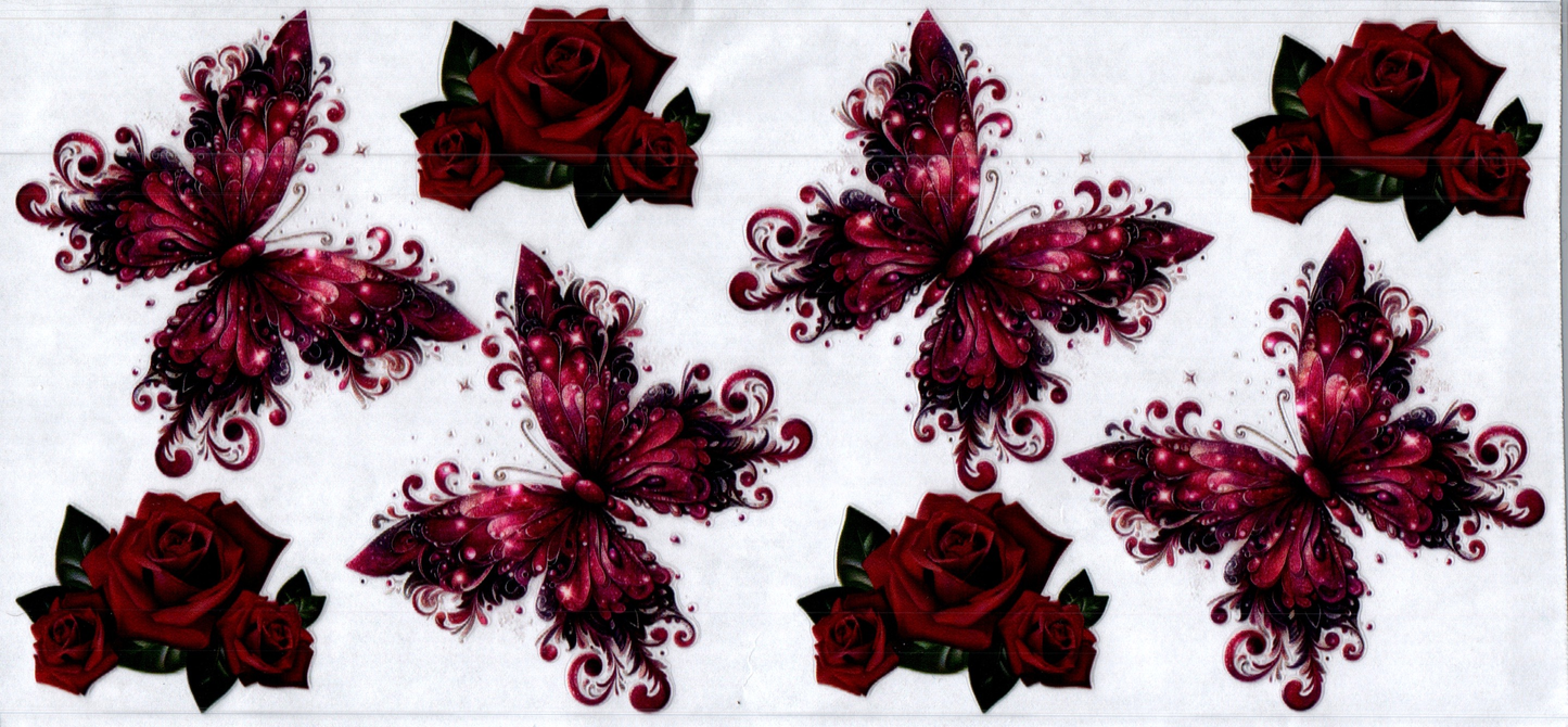 16oz Deep Red Butterflies  50