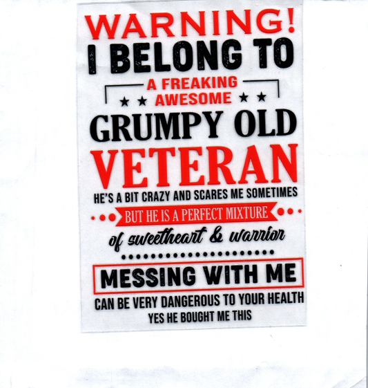 Grumpy old Veteran Patriotic Decal