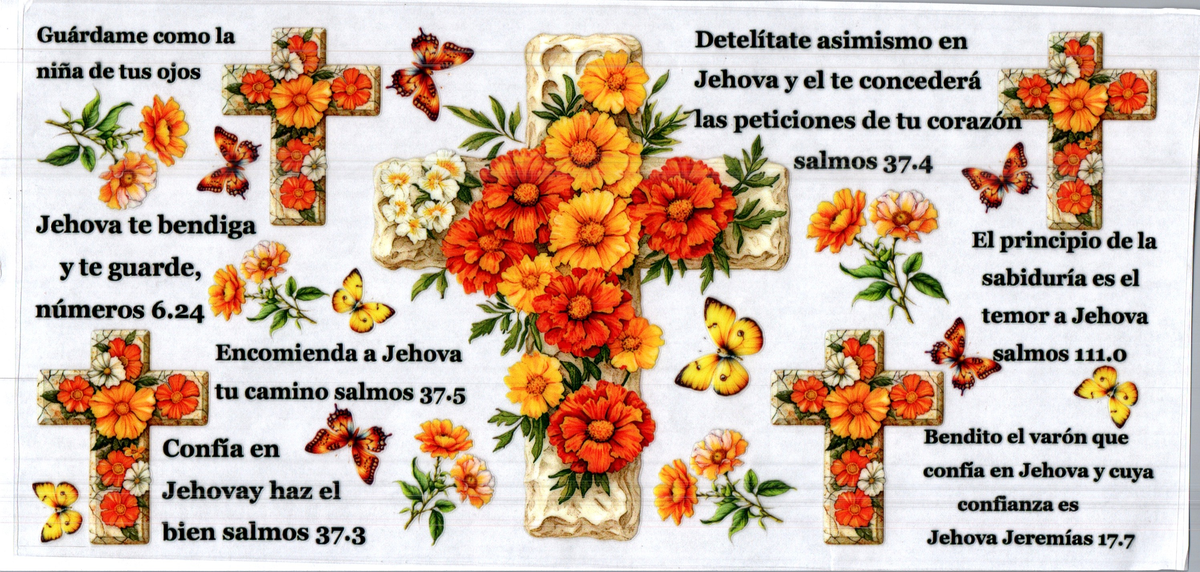 16 oz white cross orange flowers spanish bible verses assorted 51