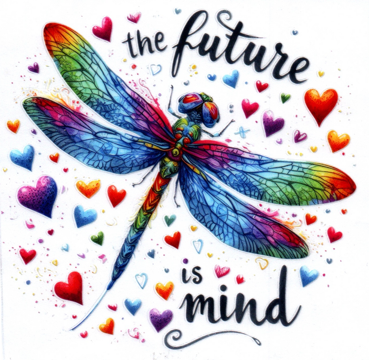 Rainbow Dragonfly the future is mind Single Decal 5
