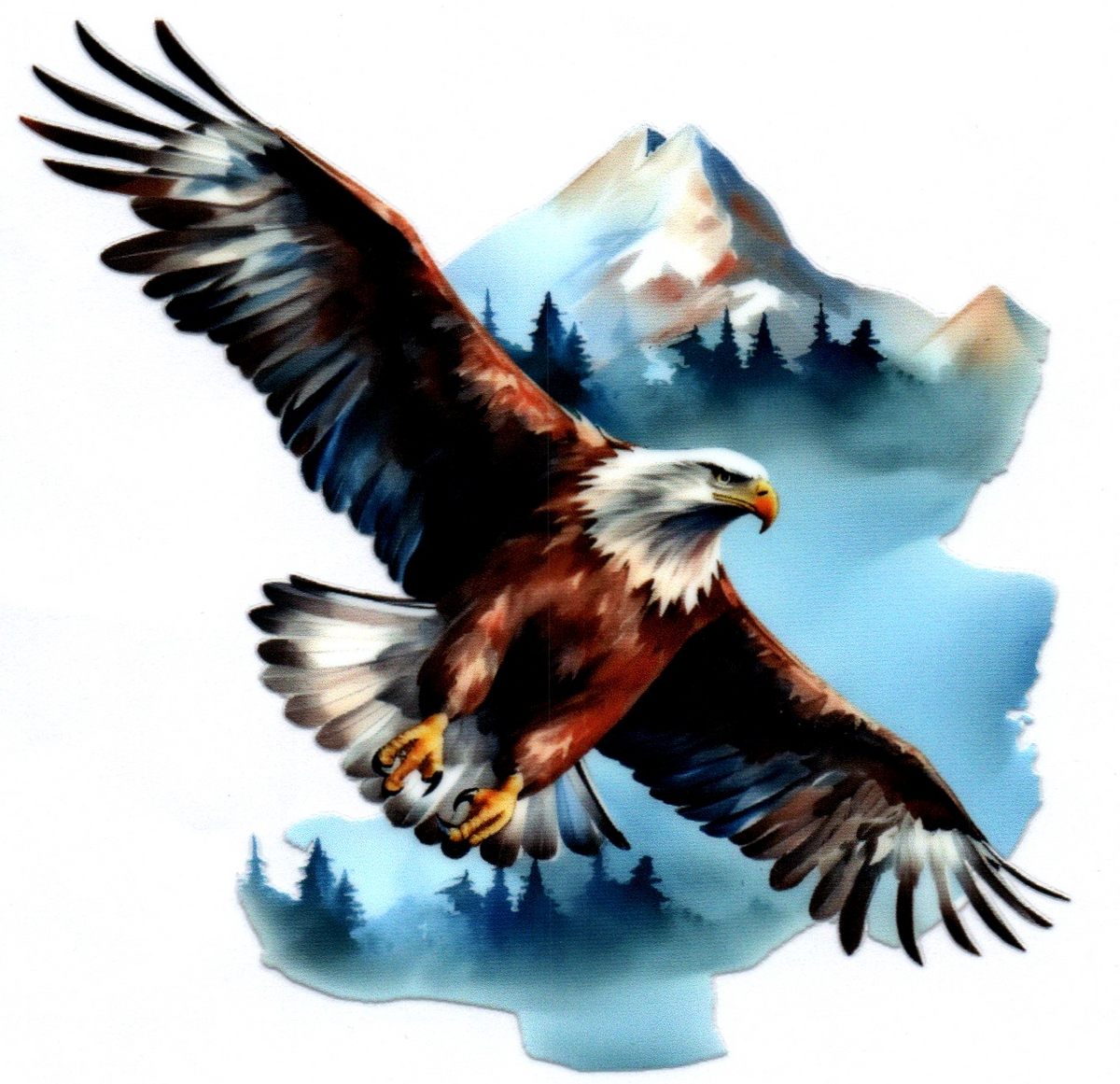 Flying Eagle w/mountains Single Decal 5