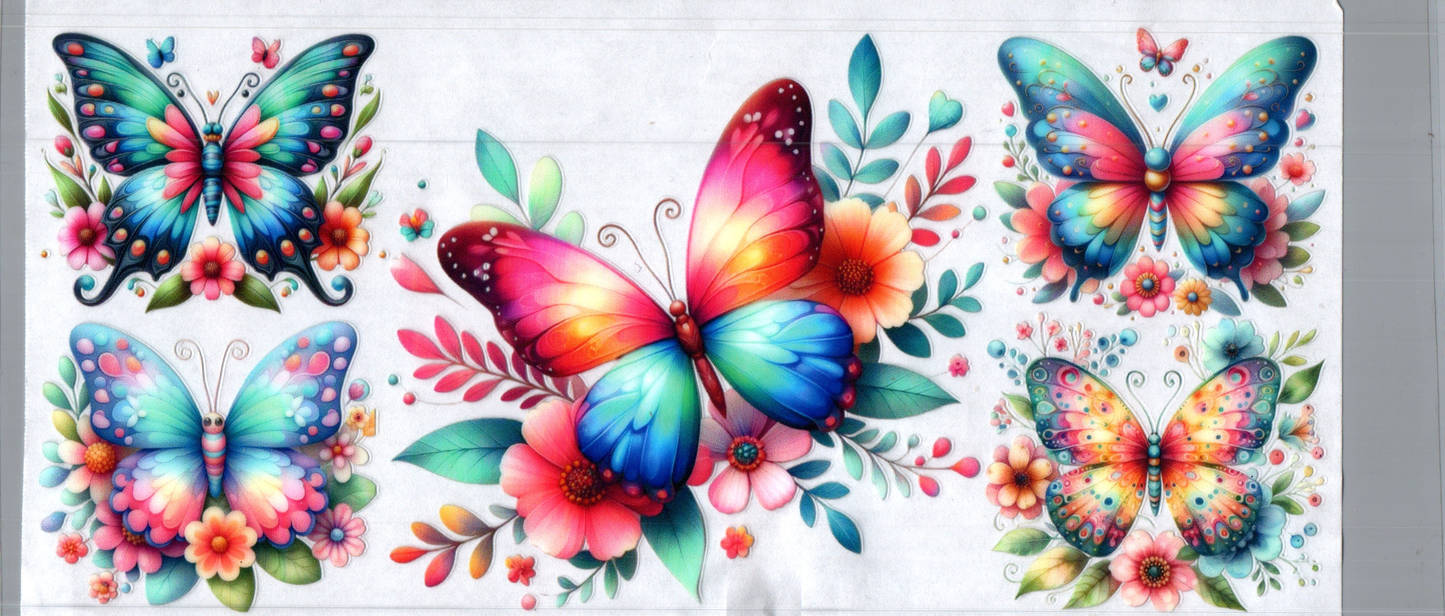 16oz Multi-colored Butterflies w/ leaves 52