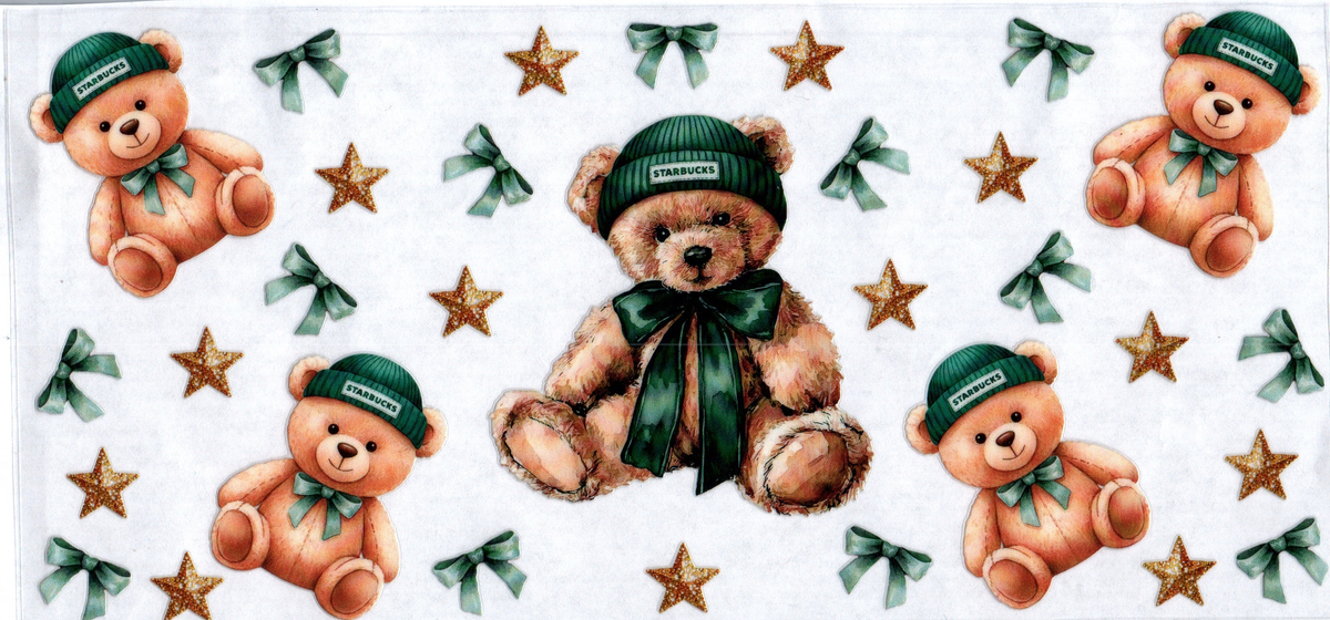 16oz star***** teddy bears green bows 52