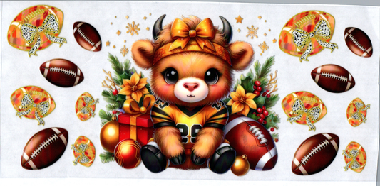 16 oz Christmas Football Cow #54