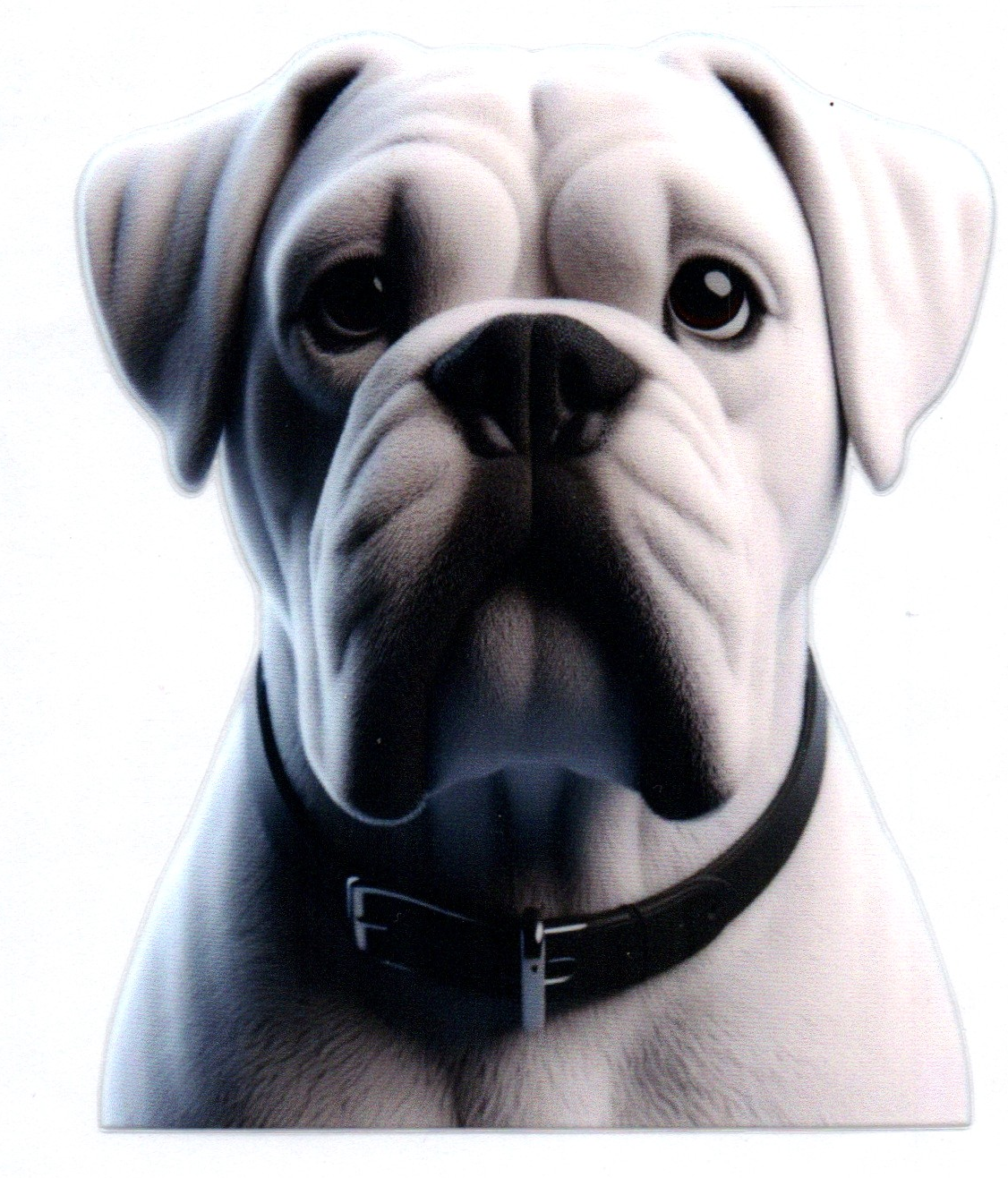 White Bulldog facing forward Single Decal 54