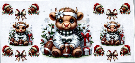 16 oz White Christmas Football Cow #55