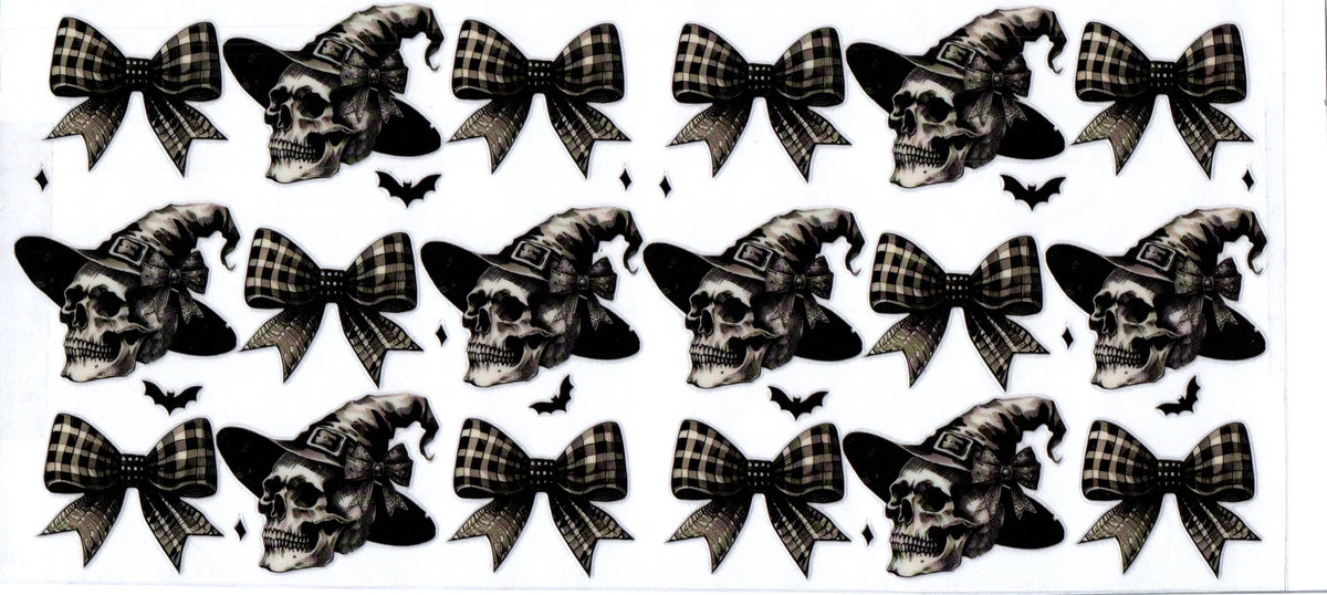 16oz black checker bows, witch hat skulls halloween 56