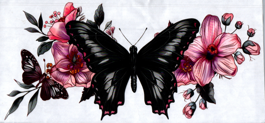 16oz Pink Flowers Black Butterflies 57