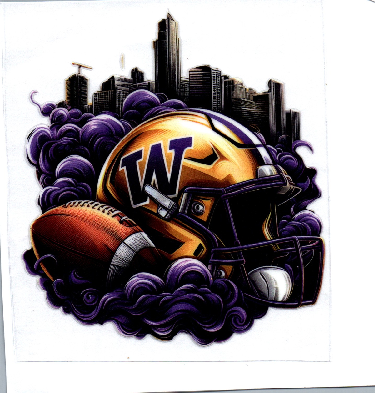 WA huskies skyscrapers Single Decal football 58