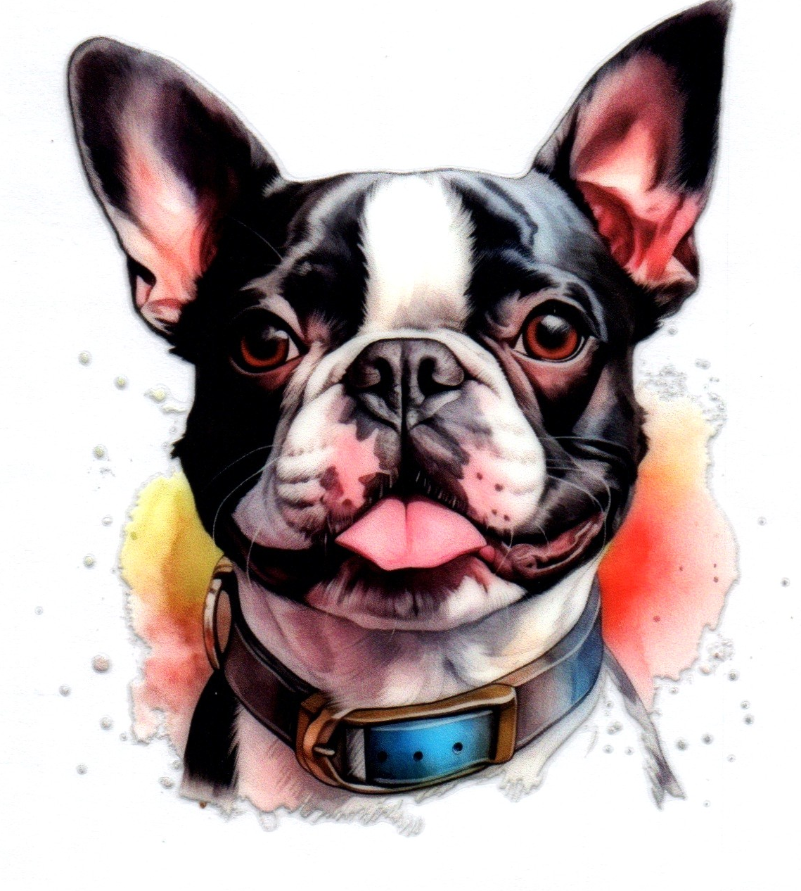 Boston Terrier w/color splash Single Decal 59