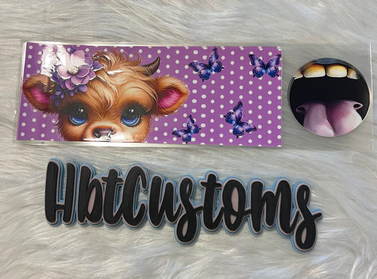 Purple Cow 11oz coffee cup wrap w/bottom