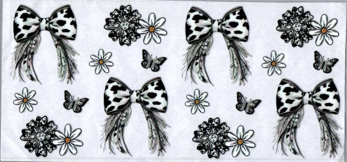 16oz Cow Print Bows and Butterflies/Flowers 6