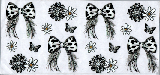 16oz Cow Print Bows and Butterflies/Flowers 6