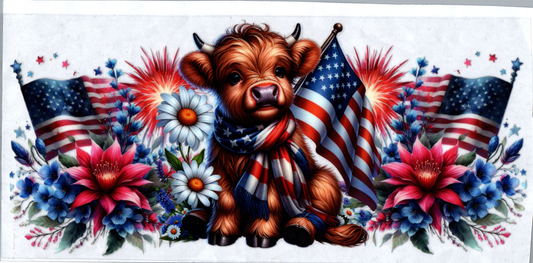 16 oz Red White and Blue Flag Fireworks Cow #60
