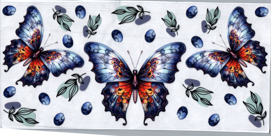 16oz Blue & Orange Whimsical Butterflies 61