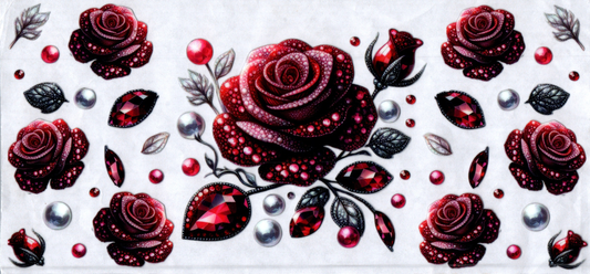 16oz Dark Red Jeweled Rose's Flowers 62