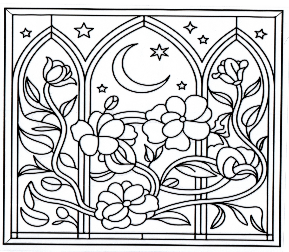 flower vine crescent moon stained glass 20oz 6
