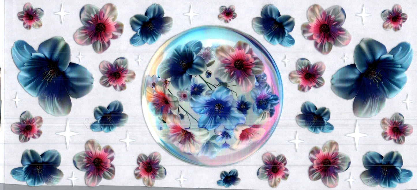 16 oz glass ball dark flowers 6