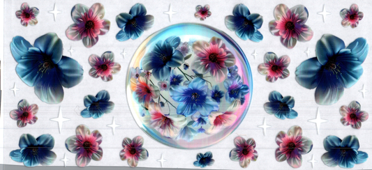 16 oz glass ball dark flowers 6