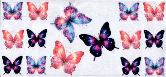 16oz Coral Pink Blue Black Butterflies 63