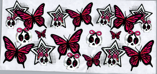 16oz Red Punk Star, Skull and Butterflies 64