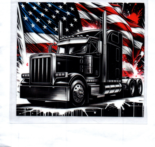 Black Semi w/Flag Patriotic Decal