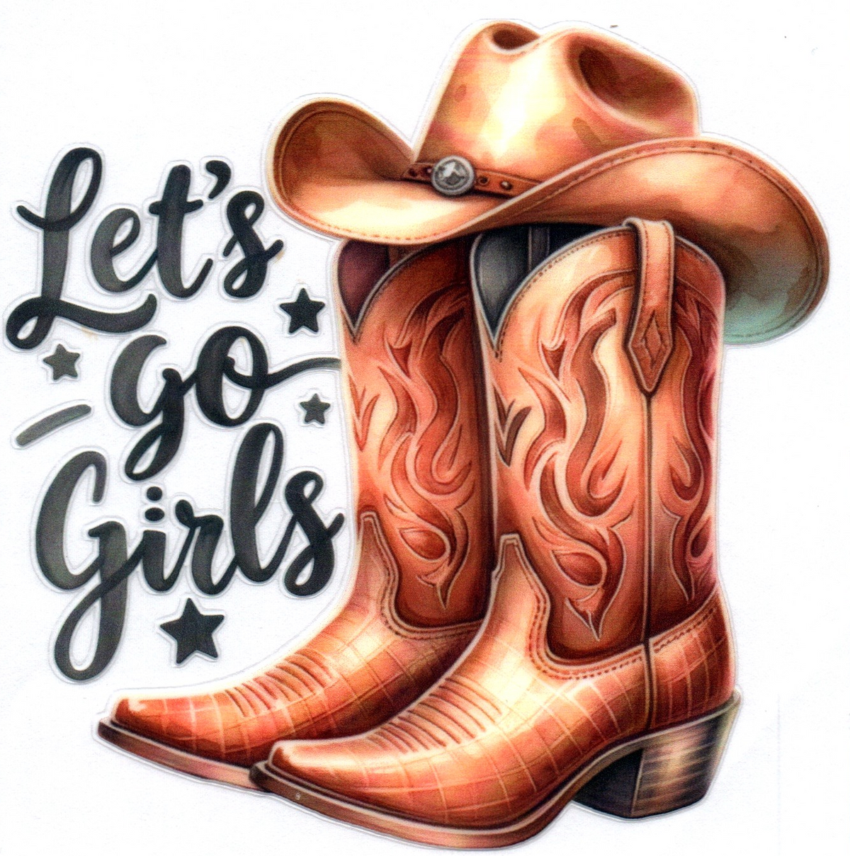 Let's Go Girls Hat & Boots Single Decal 6