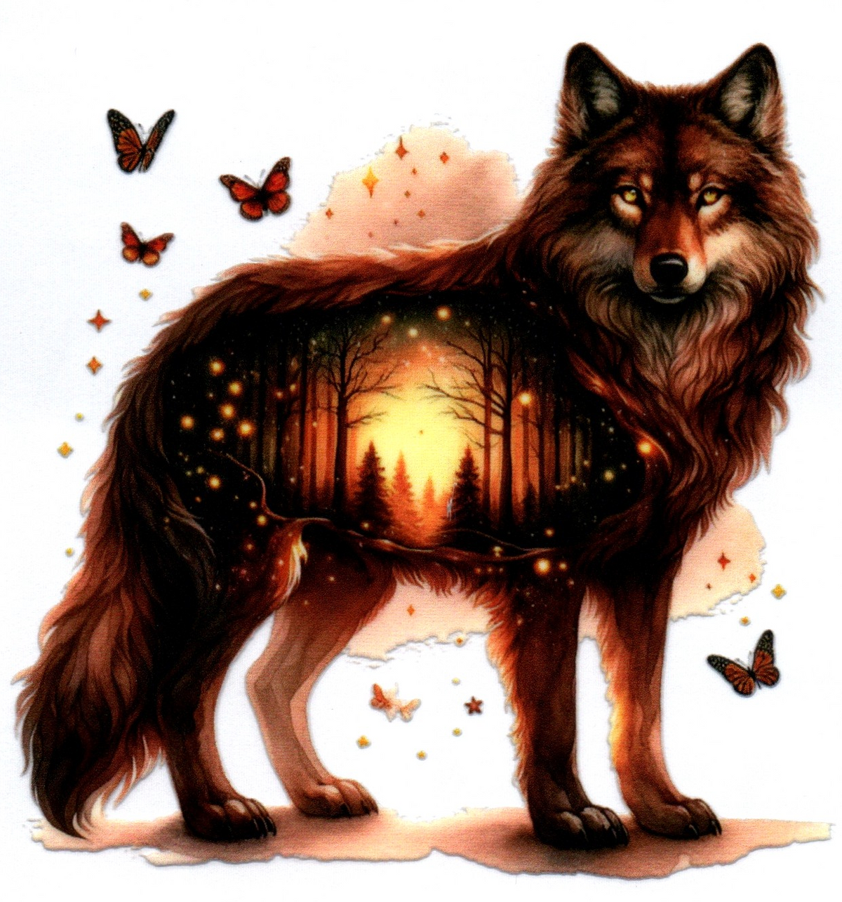 Double exposed wolf Single Decal 6
