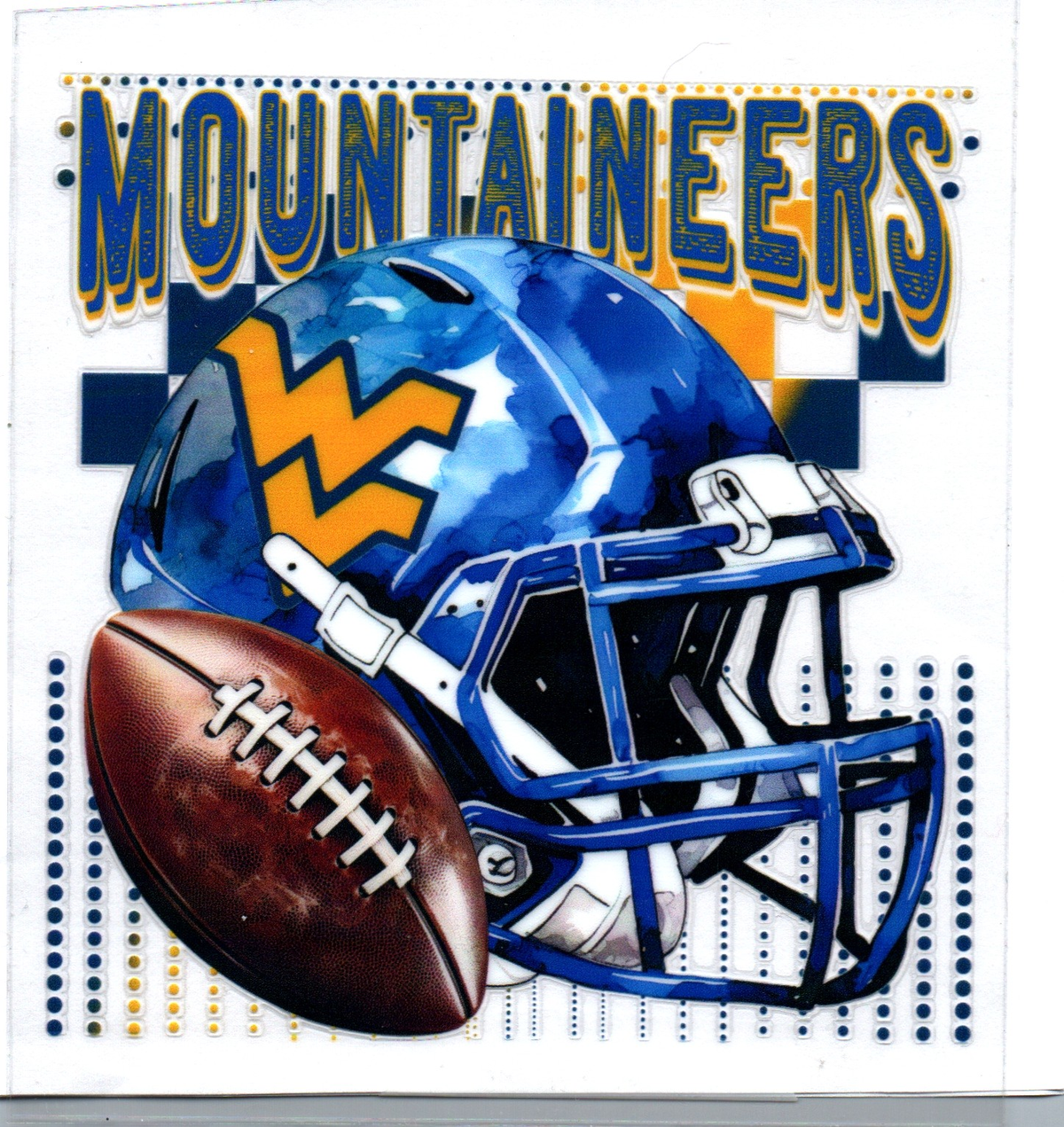 mountaineers yellow blue checker Single Decal football 65