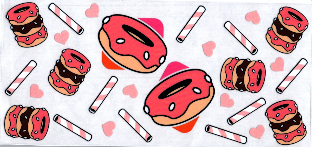 16oz pink frosted donuts & straws 65
