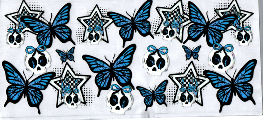 16oz Blue Punk Star, Skull and Butterflies 66
