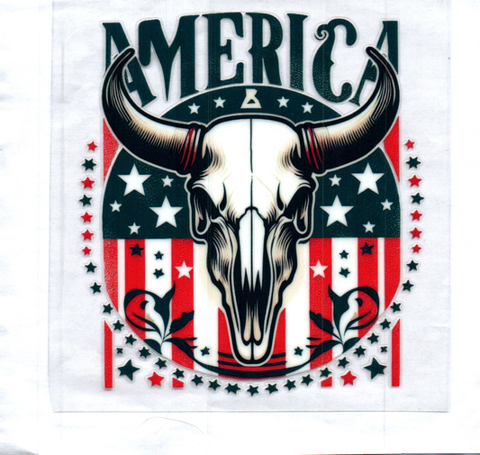 Cow Skull America Patriotic Decal