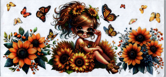 16 oz Little Girl sitting in sunflowers 67