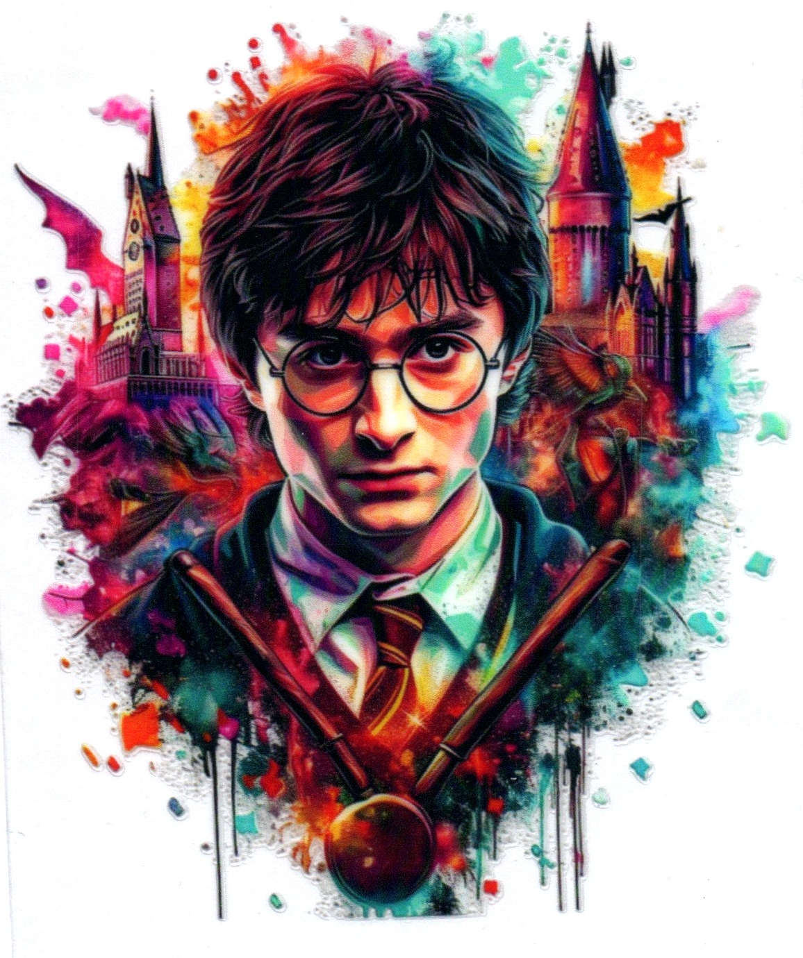 HP Potter and castle color splash Misc. Single Decal 67