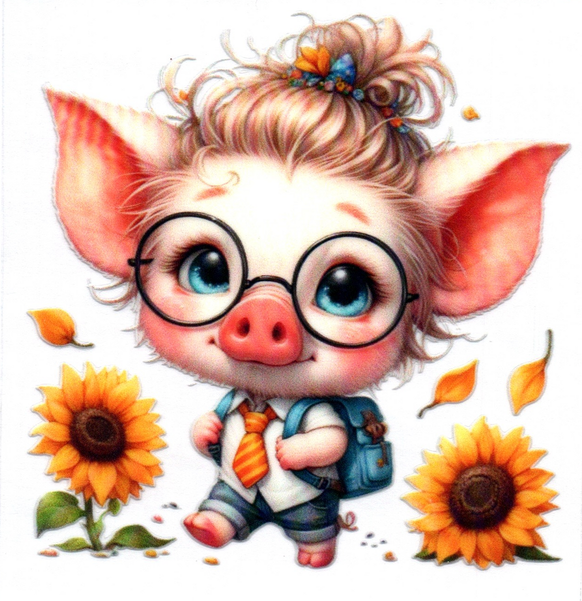 School girl Pig in pants Single Decal 67