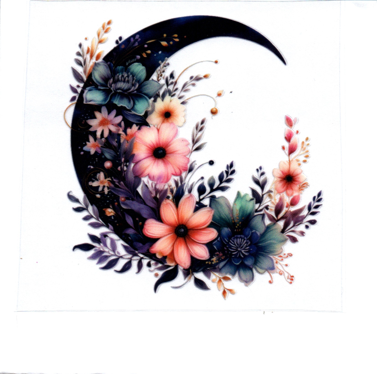 Black moon & flowers Single Decal 67