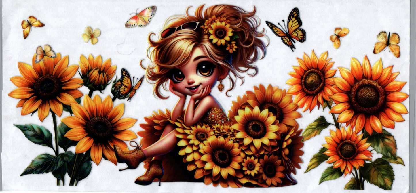 16 oz Little Girl sitting in sunflowers 68