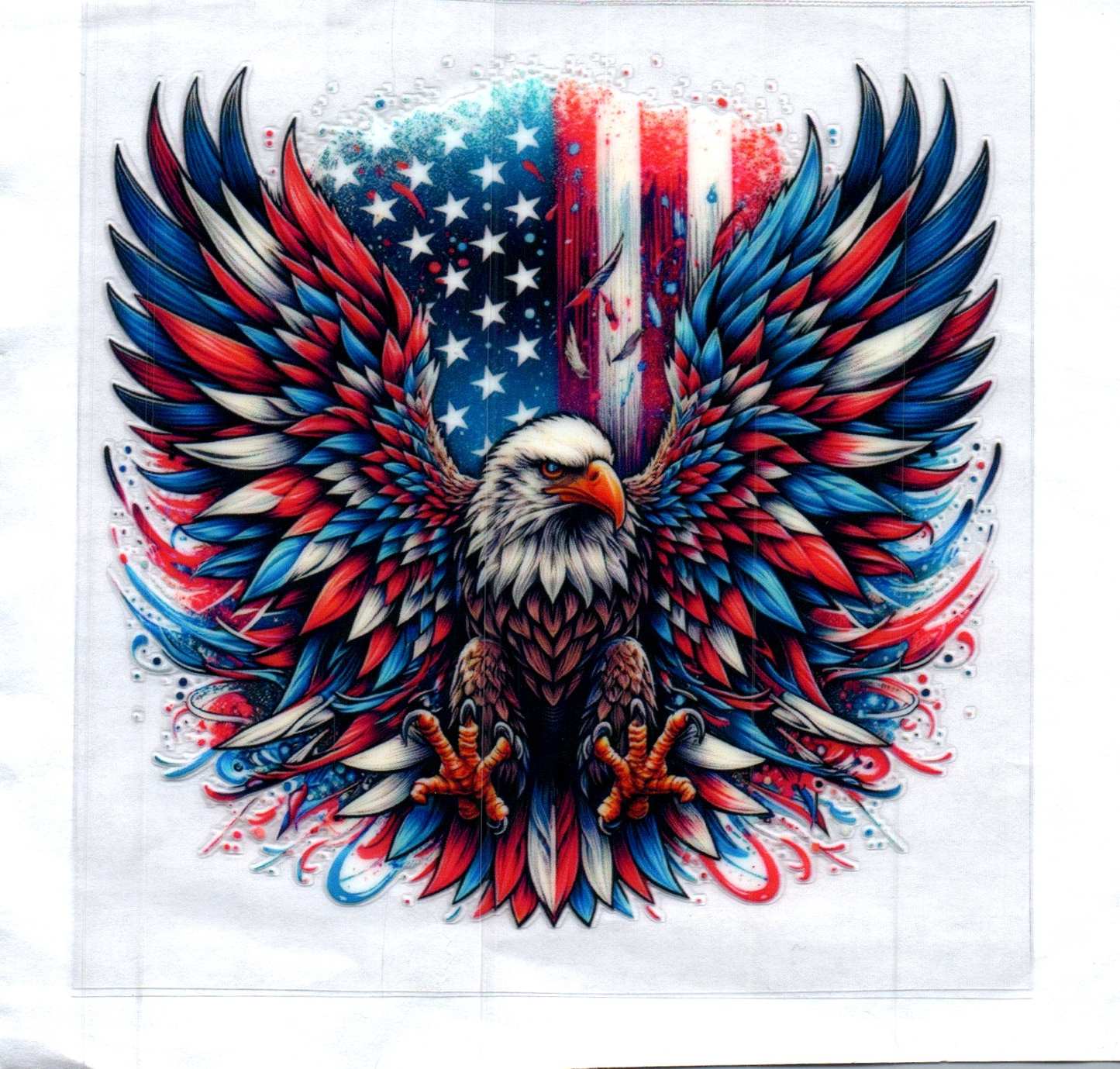 RWB Winged Eagle w/flag background Patriotic Decal