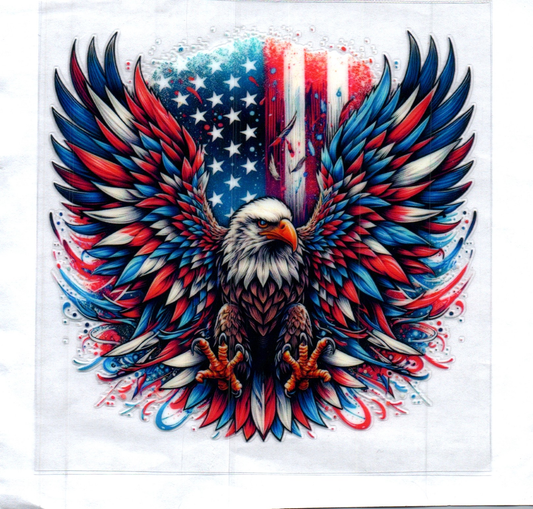 RWB Winged Eagle w/flag background Patriotic Decal