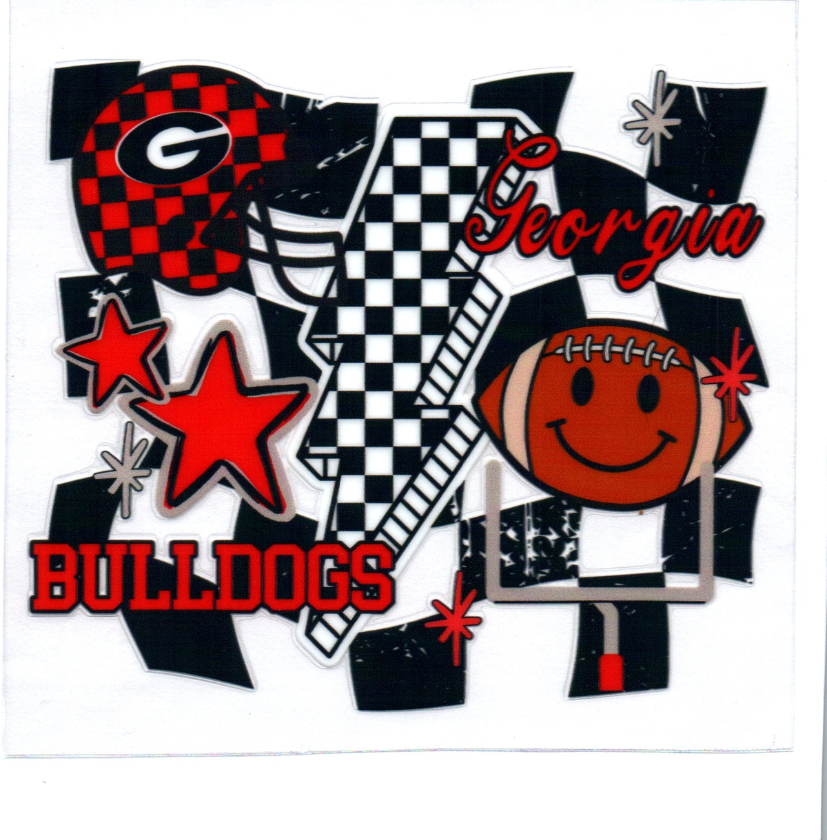 GA bulldogs lightning checker Single Decal football 68