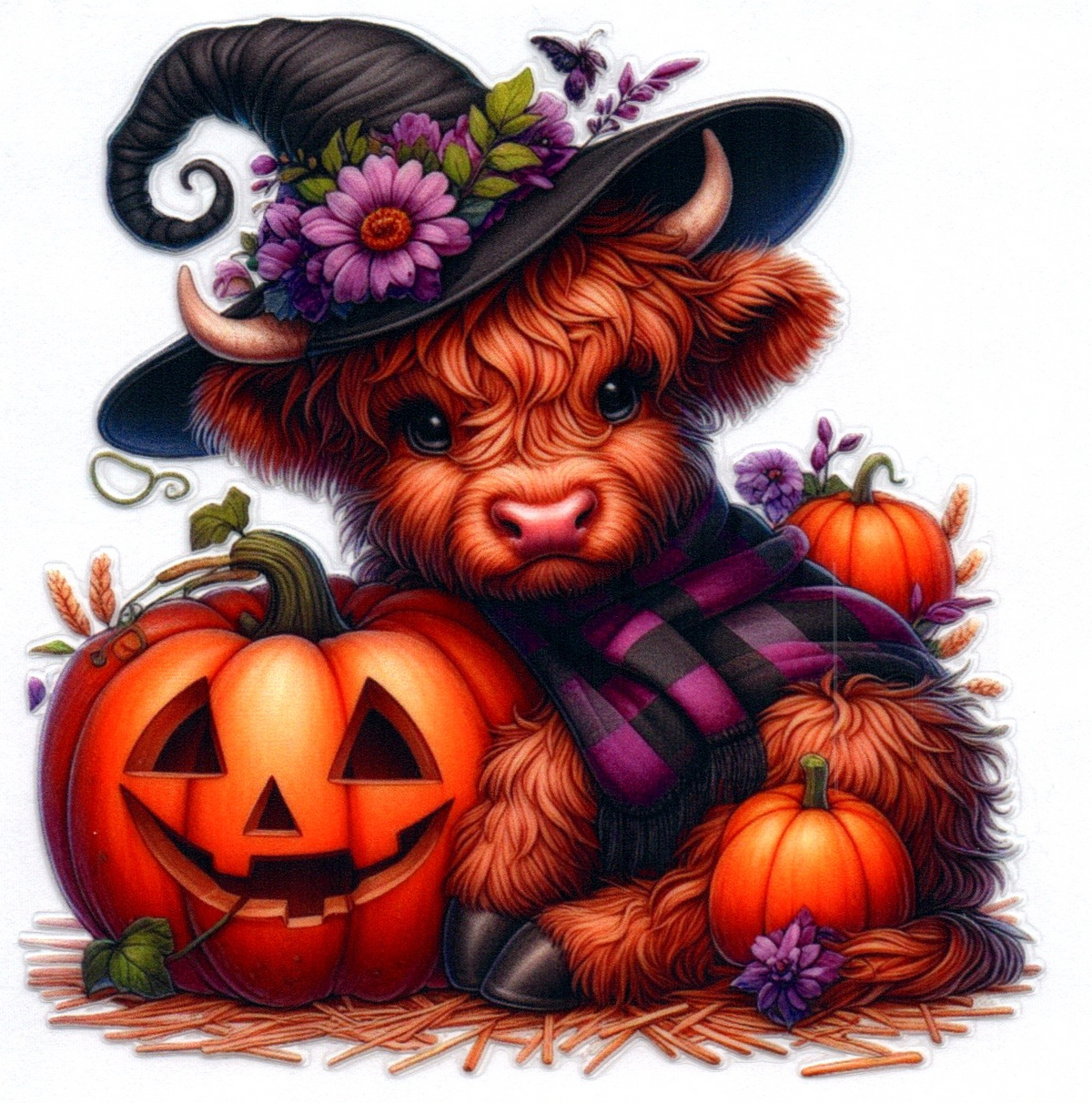 Witch hat Cow w/pumpkin Misc. Single Decal 6