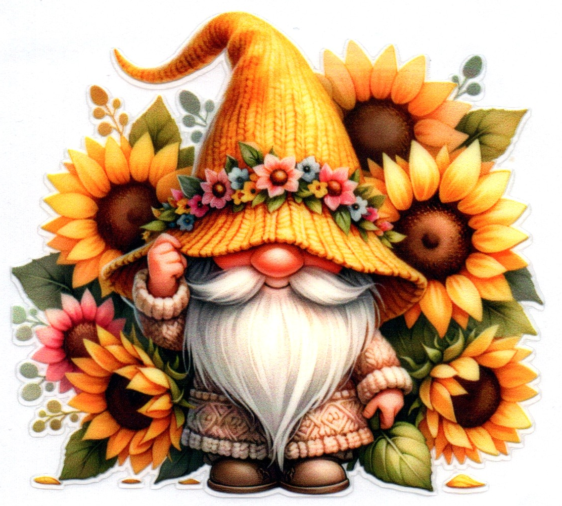 Gnome yellow hat and sunflowers Misc. Single Decal 69